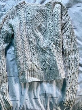 American Eagle Outfitters Cream Cable Knit Pullover